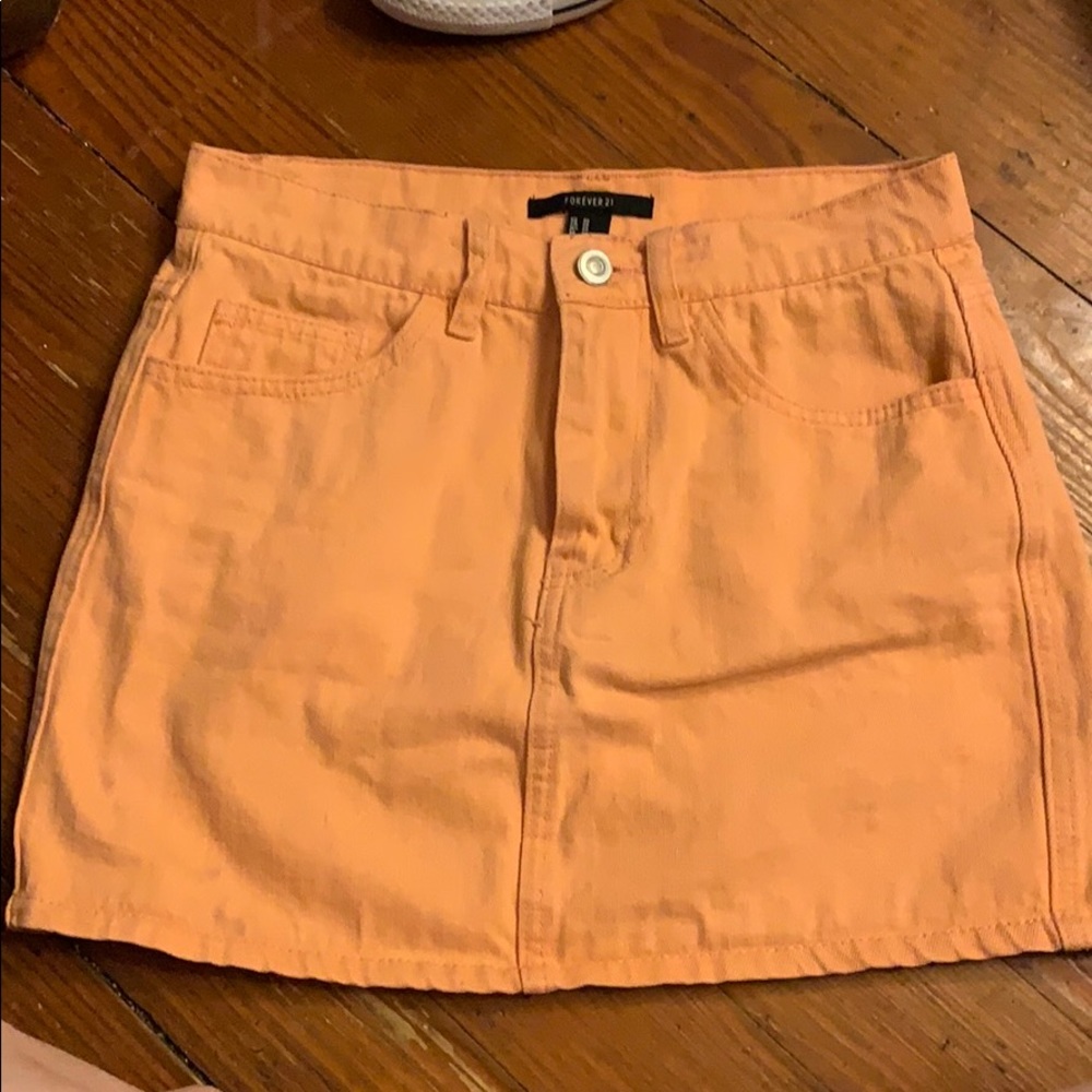 Light orange denim skirt